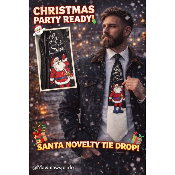 Nutcracker Festive Ties Other - Santa Let It Snow Christmas Novelty Tie Holiday Mens Necktie Festive‎ Nutcracker